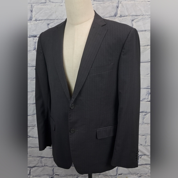 Z Zegna Men's Blazer Sport Coat Jacket City Gray Striped 100% Wool 40R - Picture 2 of 16